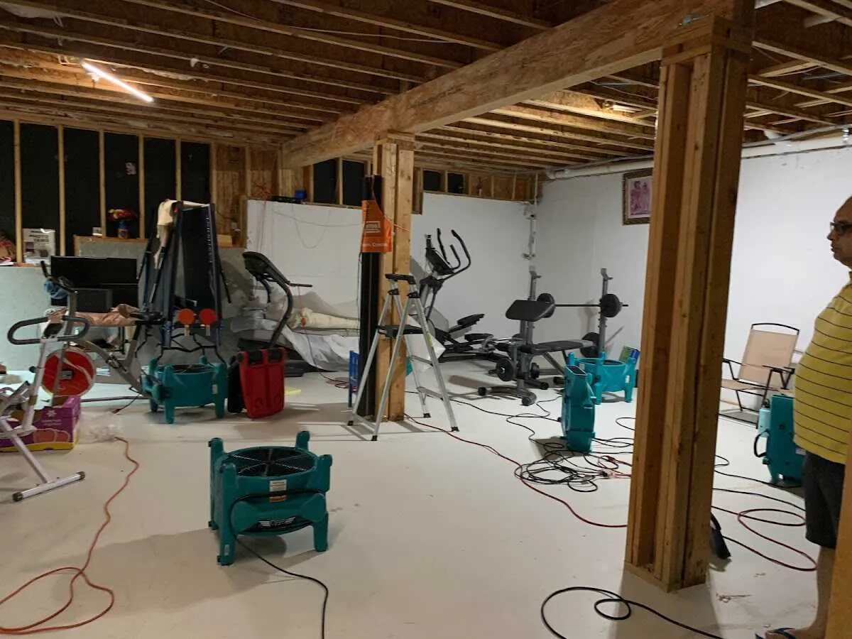 Basement drying equipment setup for Contents Cleaning & Restoration in Manalapan